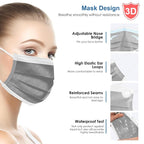 NNPCBT Grey Disposable Face Masks 125 Pack, 3-Ply Breathable Mask - Image 3