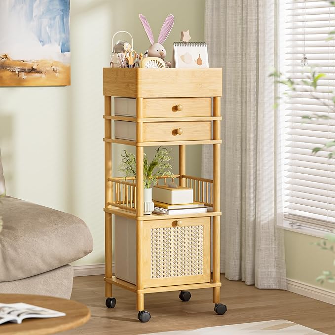 Amazer Bamboo Makeup Organizer Cart - Image 7