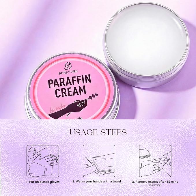 Cold Paraffin Wax Cream for Hands and Feet, Shea Butter Cuticle Balm, Lavender - Image 6