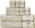 Madison Park Serene 100% Cotton Bath Towel Set Luxurious Floral Decorative by MADISONPARK