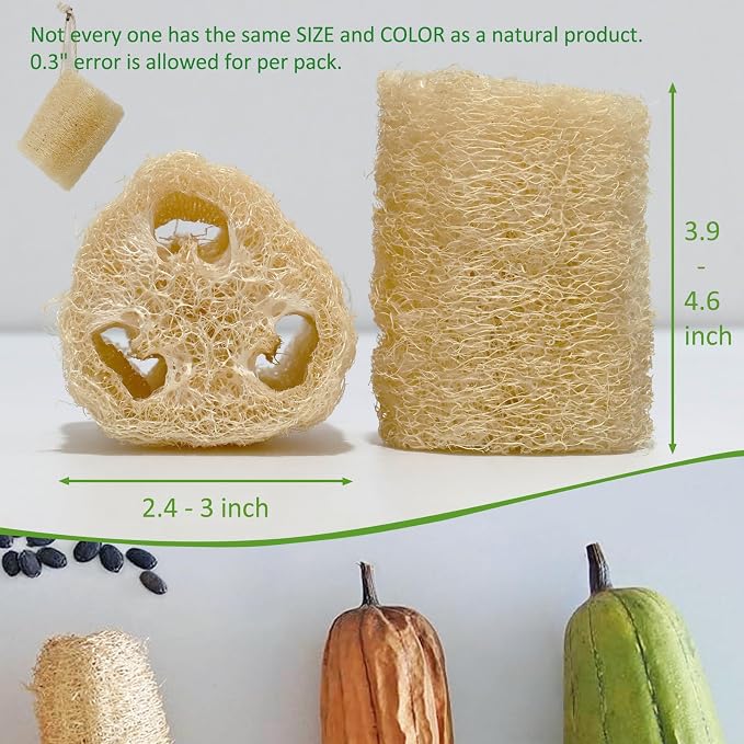 Natural Loofah Sponge, Organic Bath Loofah Pack, Lufas Exfoliating Body Scrubber - Image 3
