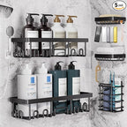 Veken 5-Pack Rustproof & Waterproof Shower Caddy 5-Pack, No Drilling Adhesive by Veken