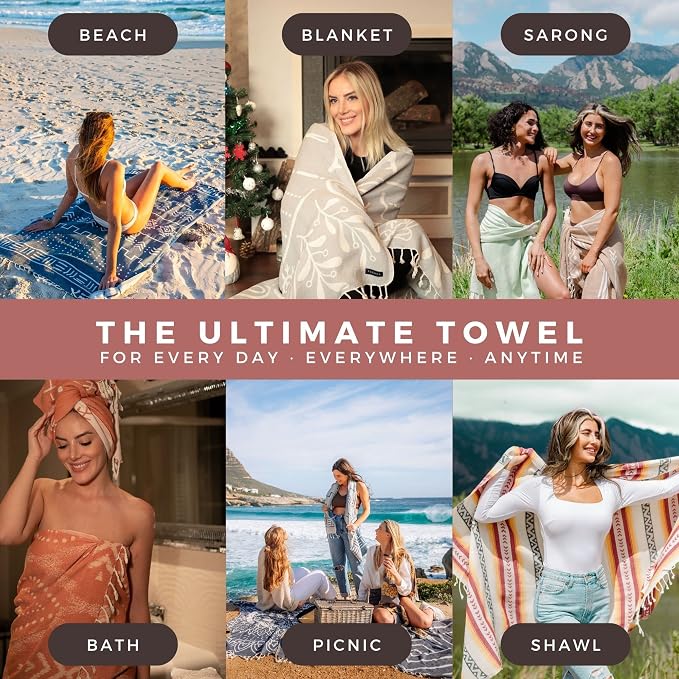 FESHKA Sand Proof Turkish Beach Towel – Oversized, Quick Dry & Lightweight - Image 3