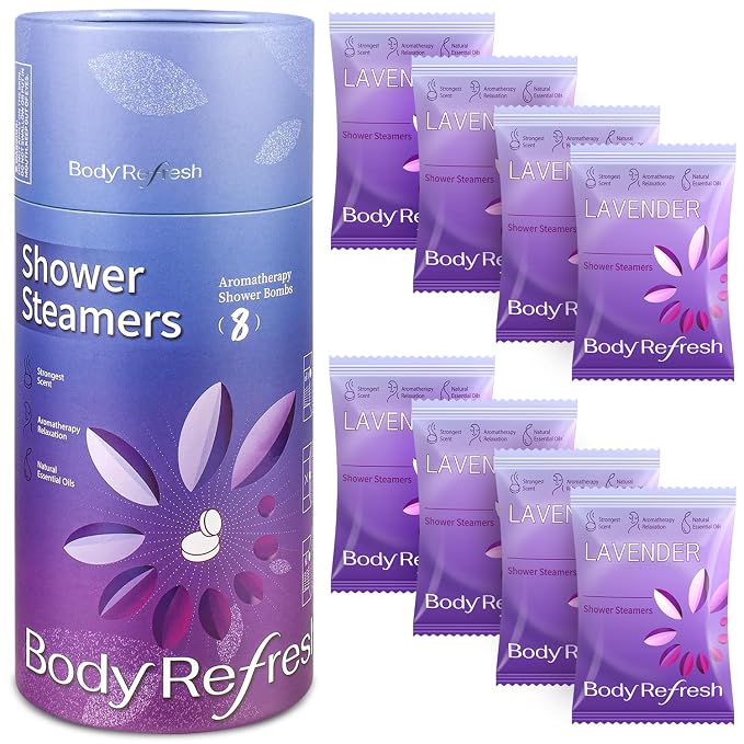 BodyRefresh Lavender Shower Steamers Aromatherapy 8 Pack by BodyRefresh