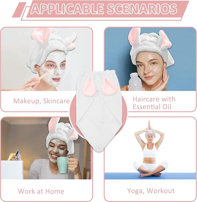 fhgnysm 2 Packs Microfiber Hair Towel, Hair Turbans - Image 5