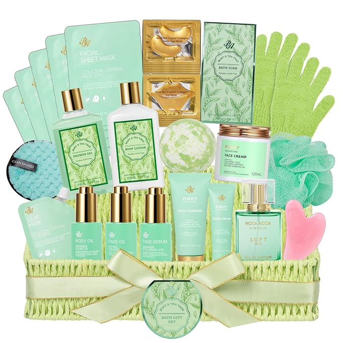 Mothers Day Gifts Basket for Mom, Hydrating Face Skin Care Kit, Bath & Body by RAROSAACCA