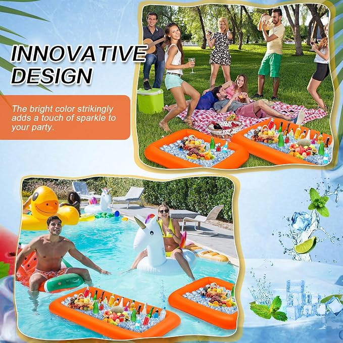 Leitee 4 Pcs Inflatable Ice Serving Bars Buffet Serving Tray Drink Cooler - Image 6