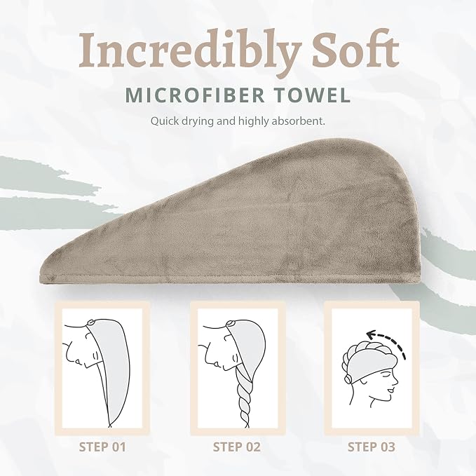 Microfiber Hair Towel Wrap, Hair Turban Towel Super Absorbent Twist Turban Dry - Image 4