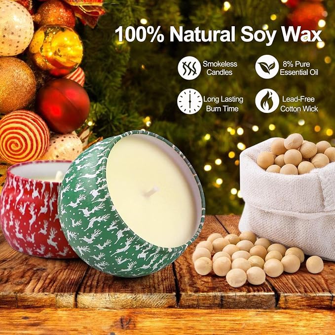 Christmas Candles Gifts for Women, 4 Pack Scented Candles Set, 120 Hour Long - Image 2