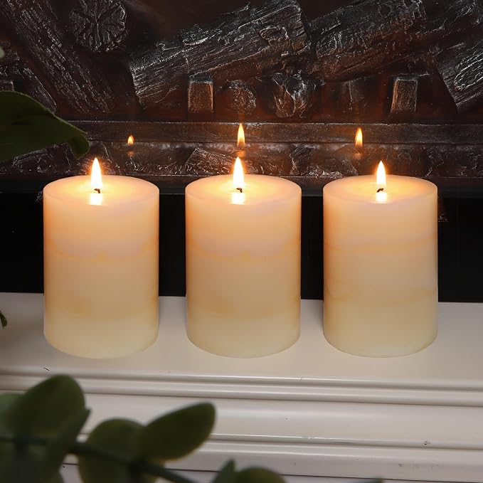 3x4 Inches Jasmine Scented Pillar Candles Ivory White Hand-Poured Candle Long - Image 6