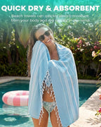 2 Packs Cotton Turkish Beach Towels Quick Dry Sand Free Soft Absorbent Adult - Image 2