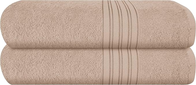 BOUTIQUO 100% Cotton 2 Pack Bath Towel Set 28x55 inches, Eco-Friendly Large by BOUTIQUO
