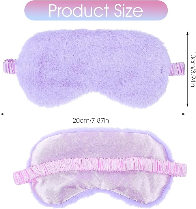 2 Pcs Plush Eye Mask Soft Sleeping Blindfold Eye Cover Comfortable Furry Faux - Image 2