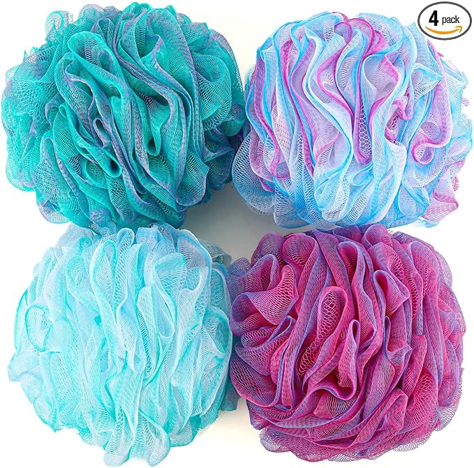 BTYMS XXL Large Loofah Bath Sponge 100g/pc, Exfoliating Mesh Pouf Bath by BTYMS