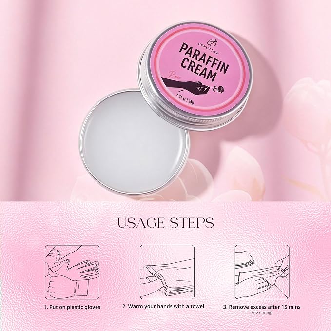 Cold Paraffin Wax Cream for Hands and Feet, Shea Butter Cuticle Balm, Rose - Image 6