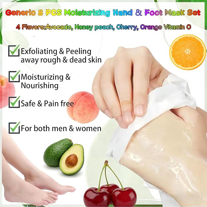 8 Piece At-Home Hand & Foot SPA Hydrating Mask Set - Image 3