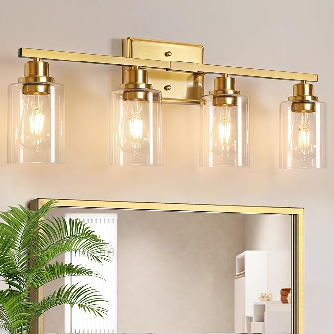 Unicozin Modern Bathroom Light Fixtures, 4 Light Vanity Lights Over Mirror by Unicozin