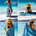 RAY SILVER Turkish Beach Towel – 100% Turkish Cotton 40"x71" Quick Dry - Image 3