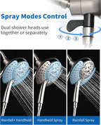 INAVAMZ Shower Heads with Handheld Spray Combo: 7.2" Rainfall Shower Head & - Image 3