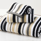 VOOVA & MOVAS Quick Dry Soft Absorbent Black Striped Towel Set by VOOVAMOVAS