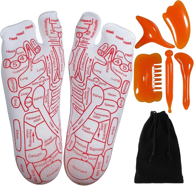 Reflexology Socks with Beginner Acupoint Massage Tools Set of 5 by GreatCase