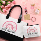 7 Sets Girl Mom Gifts for New Mom Gifts Tote Bag Makeup Bag Candle Bracelet Cup - Image 5
