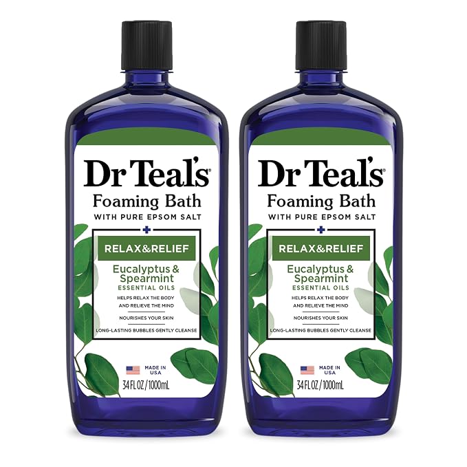 Dr Teal's Foaming Bath with Pure Epsom Salt, Relax & Relief with Eucalyptus & by DrTeals
