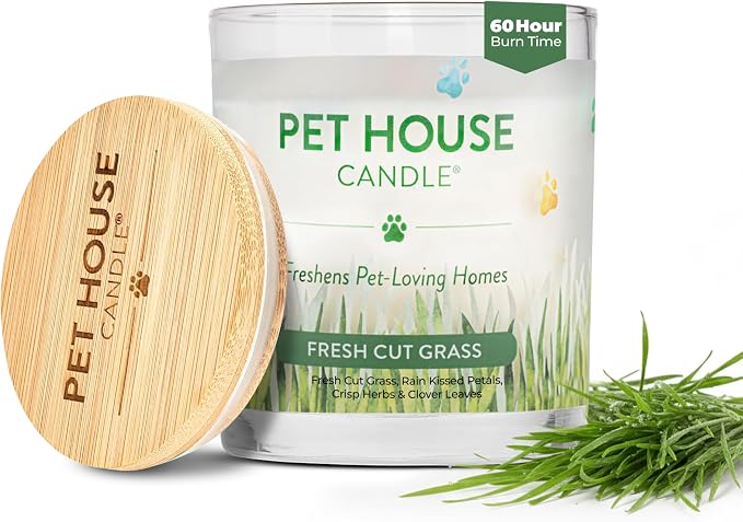 Pet House Candles, 9 oz Fresh Cut Grass Scented Candle, Clean Burning, Long by OneFurAll