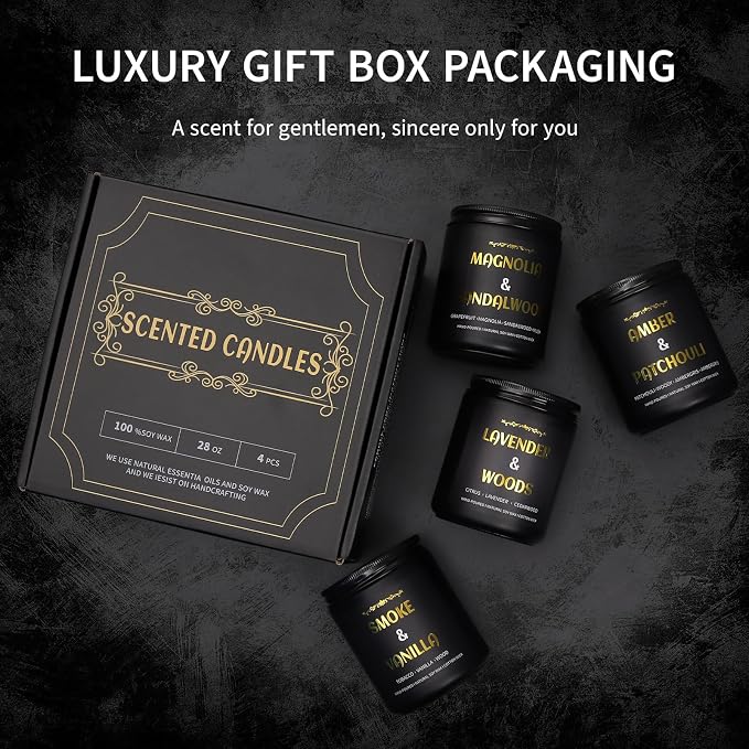 Scented Candles for Men, 4 Pack Mens Candle Gift Set, Relaxation Candles for - Image 6