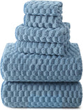 REDKISS Blue Microfiber Towels Set of 6-35x70 Inches Oversized Bath Sheets by REDKISSOnline
