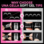 UNA GELLA Short Square & Squoval Nail Tips 216pcs Pre-Etched Short Square Round - Image 6