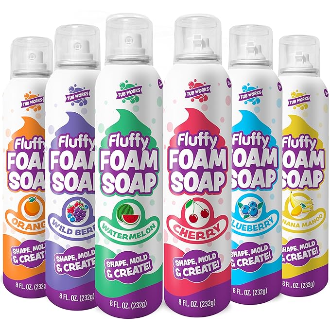 Tub Works® Fluffy Foam Soap, Variety 6 Pack | Shape, Mold & Create Bath Art by TubWorks