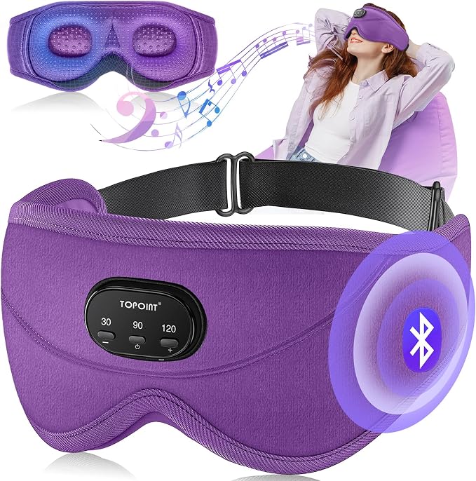 TOPOINT Sleep Mask with Bluetooth Headphones, 3D Eye Mask - Image 8