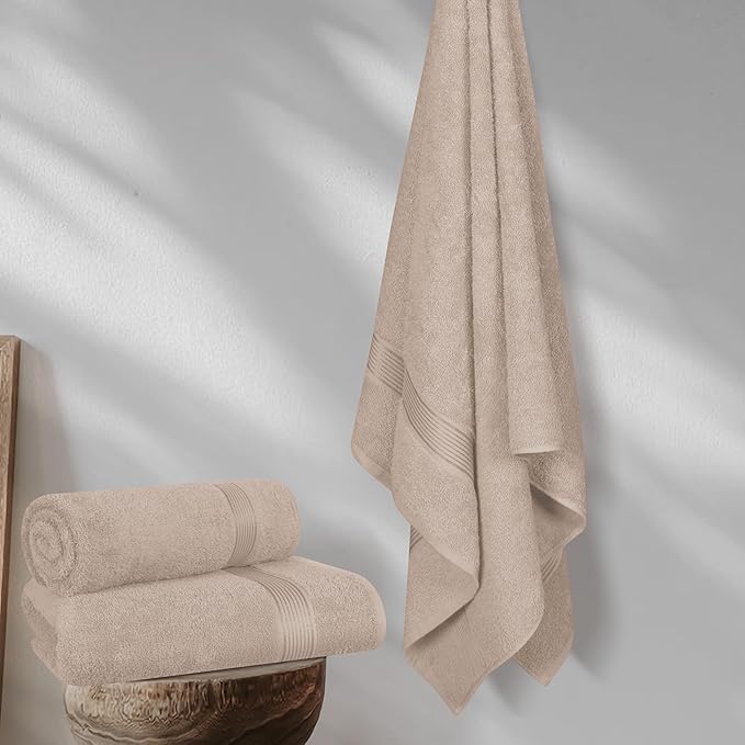 Belizzi Home Cotton 2 Pack Oversized Bath Towel Set 28x55 inches, Large Bath - Image 3