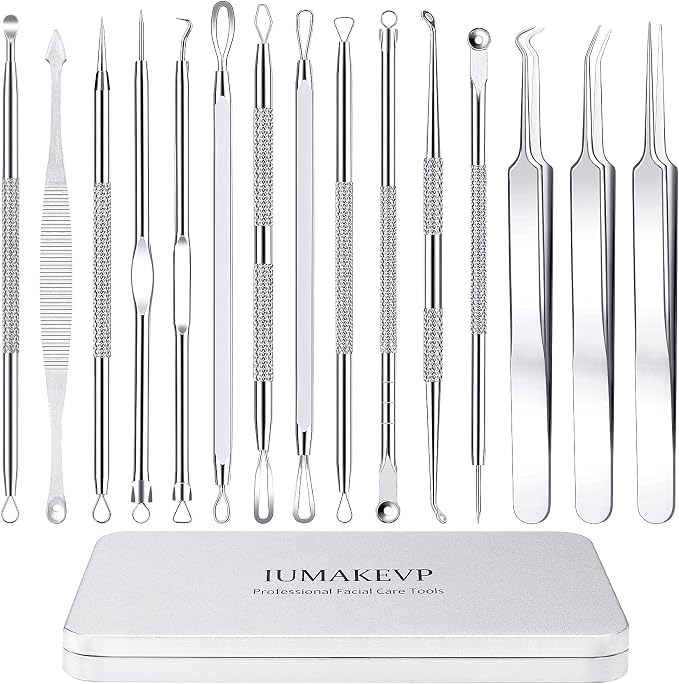 Pimple Popper Tool Kit, IUMAKEVP 15 PCS Professional Stainless Steel Blackhead - Image 9