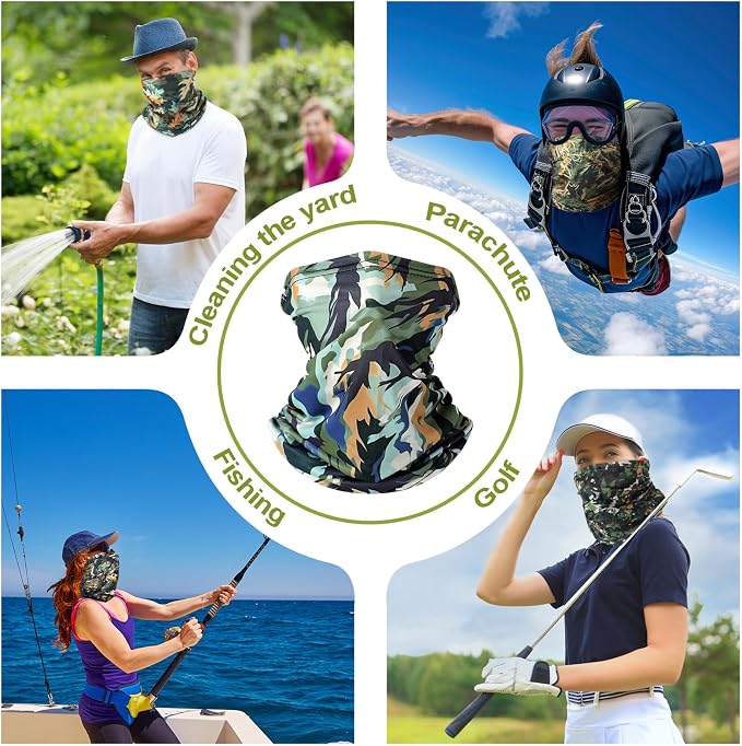 SATINIOR Summer Camo Neck Gaiter UV Protection Cooling Face Mask Sun Hood - Image 7