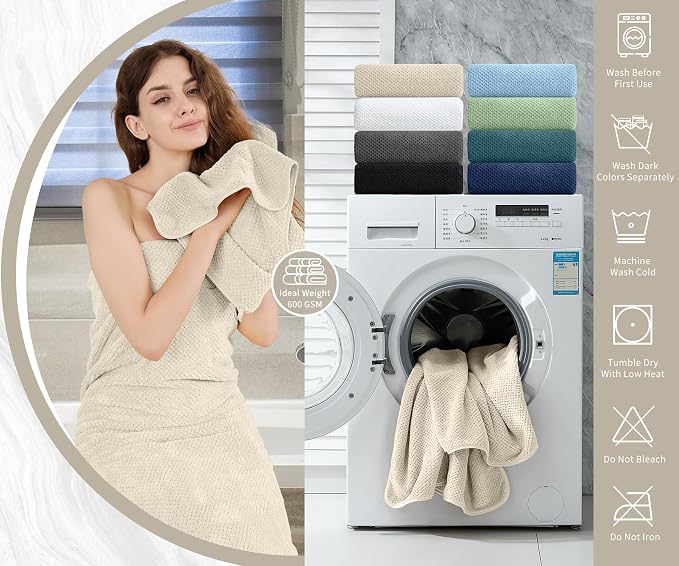 Extra Large Bath Towel Set of 4, Oversized Bath Sheet Super Soft Highly - Image 5
