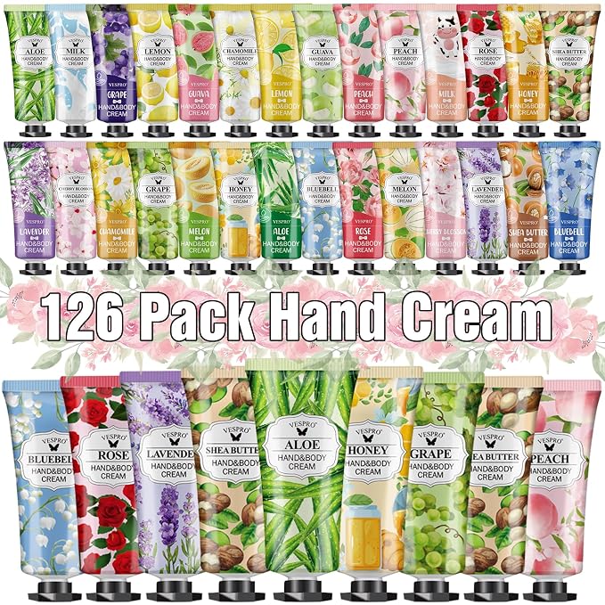 126 Pack Hand Cream Set, Mothers Day Gifts, Bulk Hand Lotion Travel Size by VESPRO