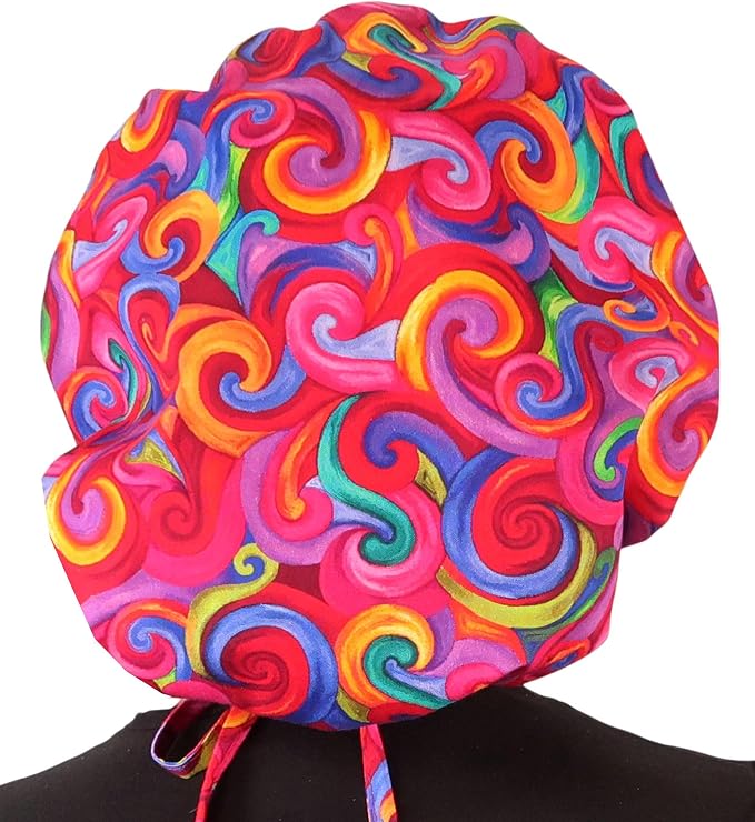 Sparkling EARTH Banded Bouffant Surgical Scrub Ponytail Working Caps and - Image 5