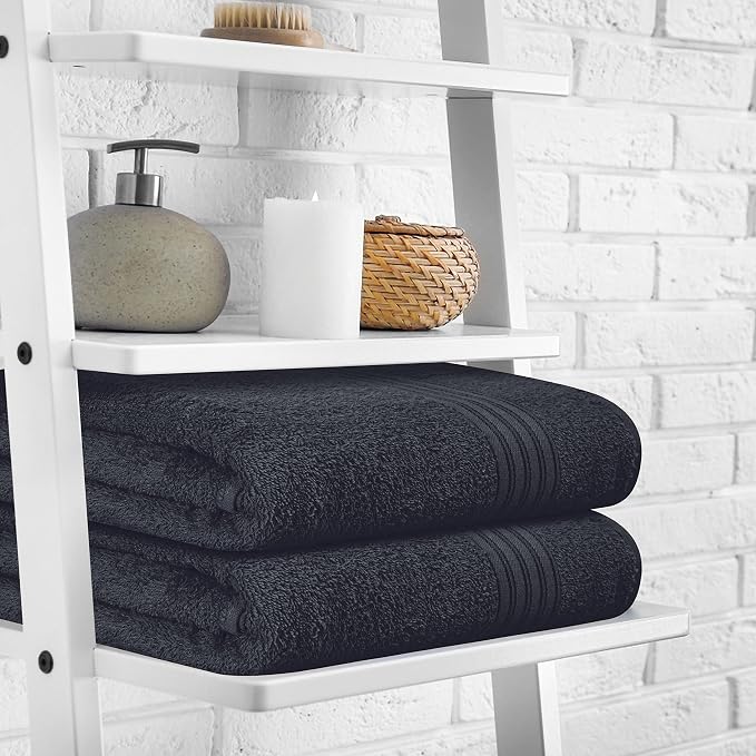 BOUTIQUO Cotton 2 Pack Bath Towel Set 28x55, Eco-Friendly Large Bath Towels - Image 3