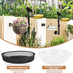 Wall-Mounted Bird Feeder with Metal Seed Tray and 2 Bath Bowls - Image 4