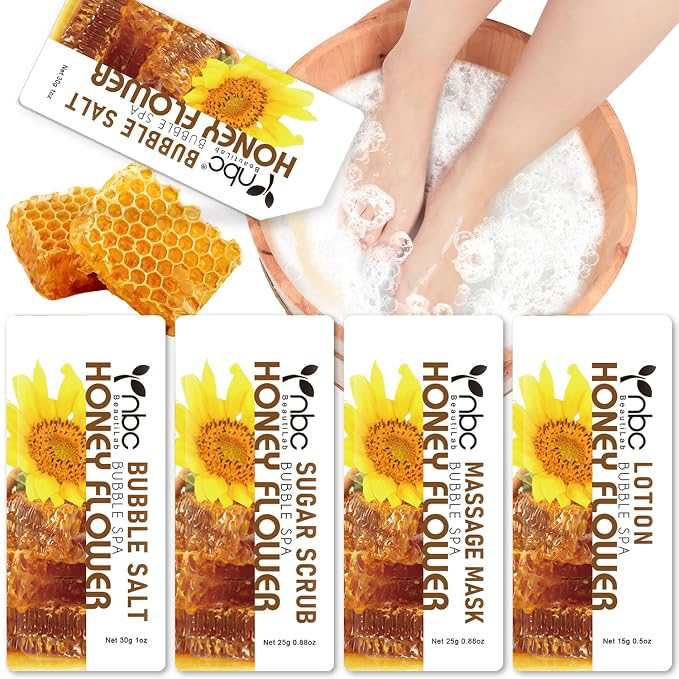 Pedicure Kit Foot Soak Set: Bubble Salt, Sugar Scrub, Massage Mask, Massage by nbcBeautiLab
