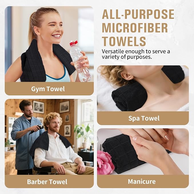 Salon Towels, 12 Pack Black Hand Towels - Image 7