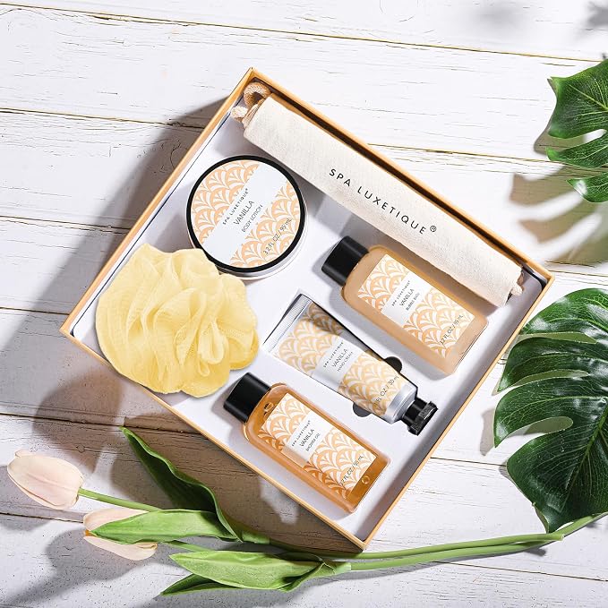 Spa Luxetique Spa Gifts for Women 6pc Vanilla Bath Sets Women Gift - Image 4