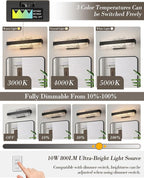 Modern Black Bathroom Vanity Light, 16.5 Inch 10W Dimmable LED Bathroom Light - Image 4