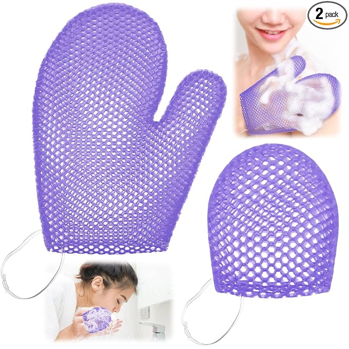 Karenhi 2 Pcs Honeycomb Exfoliating Glove Set Exfoliating Bath Mitt Honeycomb by Karenhi