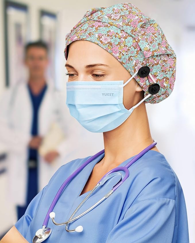 2 Pack Satin Lined Bouffant Scrub Caps - Image 3