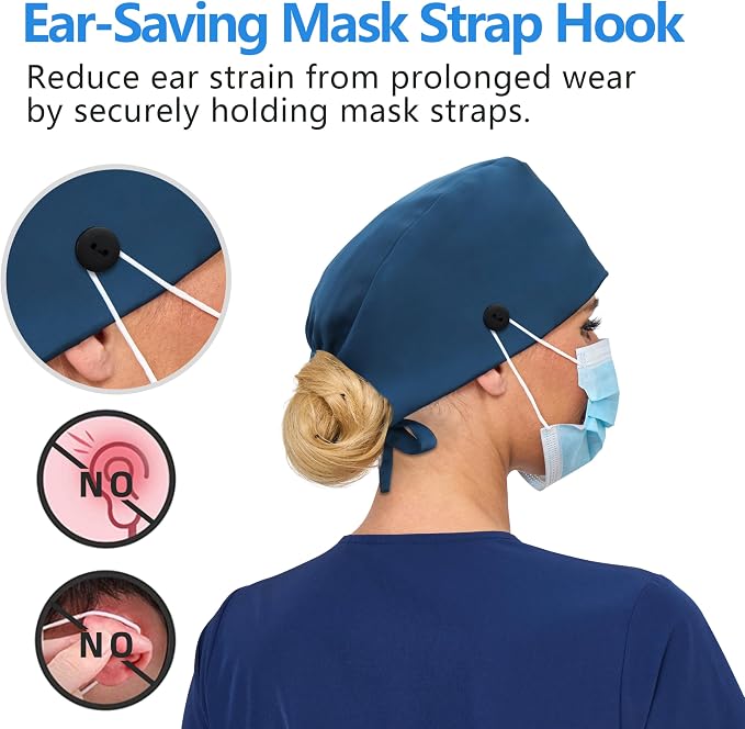 Satin Lined Scrub Cap, Adjustable Surgical Cap - Image 3