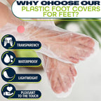 200 Pcs Plastic Foot Covers for Feet – 13 US Leak-Proof, Ribbed Anti-Slip Design - Image 3