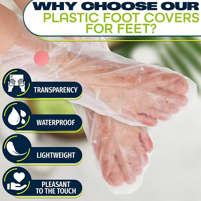 200 Pcs Plastic Foot Covers for Feet – 13 US Leak-Proof, Ribbed Anti-Slip Design - Image 3